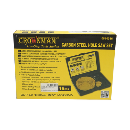 Crownman 12 darabos kör alakú öntővas készlet 19-127mm gipszkartonhoz, fához, PVC-hez 16 darab Crownman