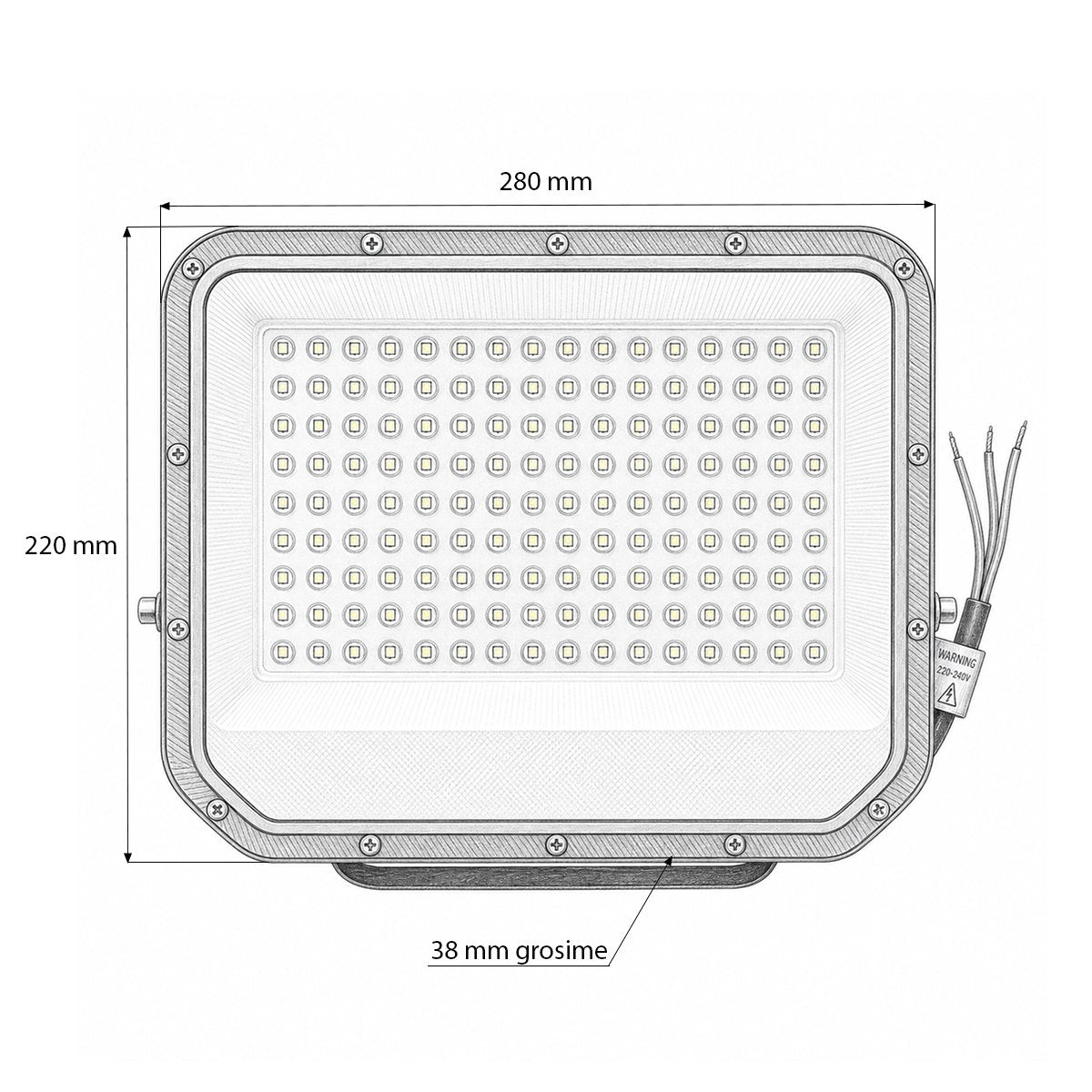 LED Reflektor 100W, 100-265V, 6500K, 14000lm Flood típus 280x220x38mm IP66 Breckner Germany