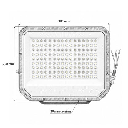 LED Reflektor 100W, 100-265V, 6500K, 14000lm Flood típus 280x220x38mm IP66 Breckner Germany
