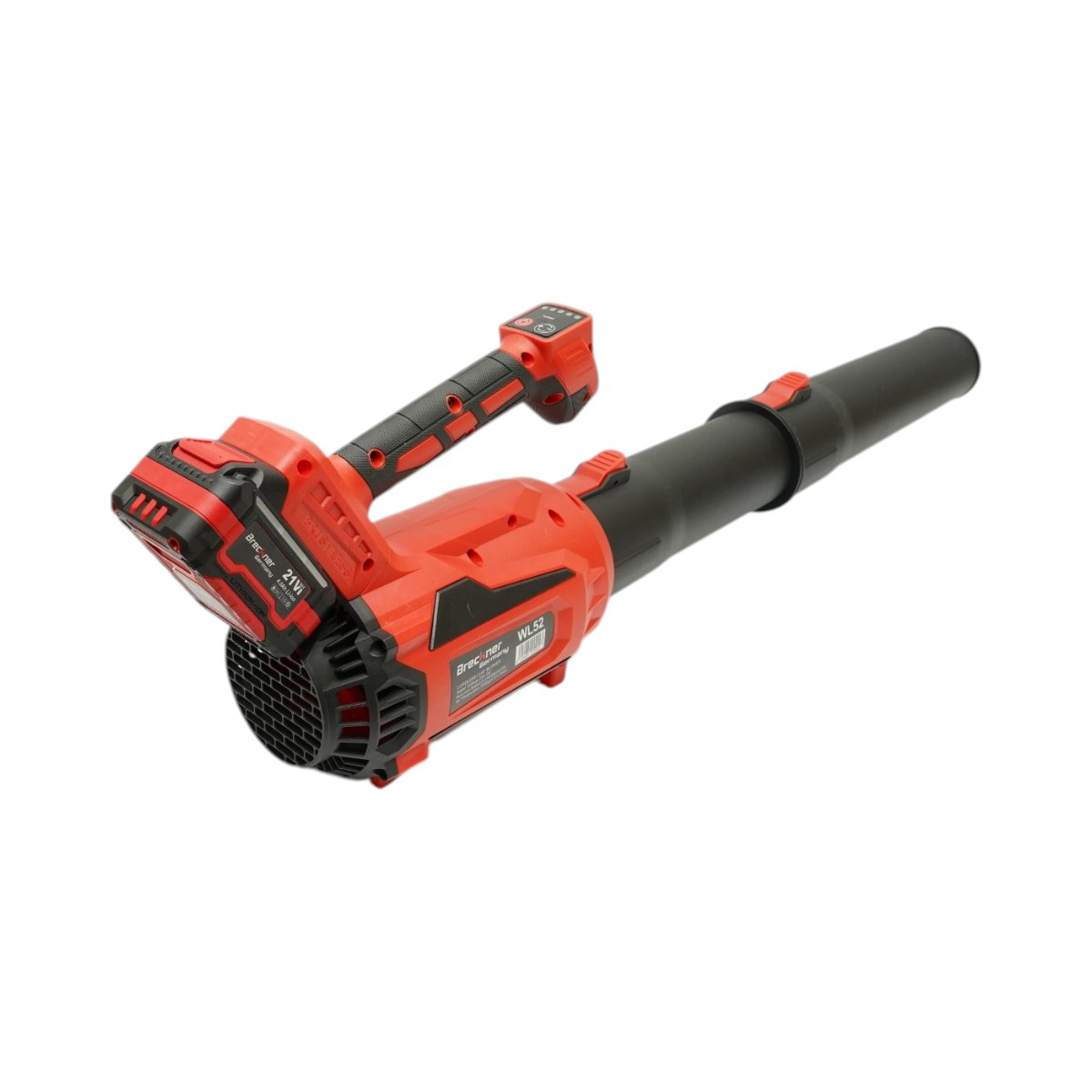 Lombfúvó, kerti légfúvó, 2db 21V, 4Ah Li-ion akkumulátorral, Brushless, légáramlás 4.5 m3/min, 5 fokozatú fordulatszám 0-23000, Turbo Breckner Germany