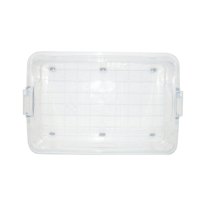 40L tárolódoboz fedéllel és átlátszó műanyag kerekekkel 725x470x200mm