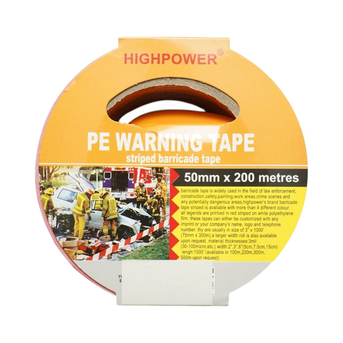 Elhatárolási és jelzőszalag 50mm x 200m piros-fehér PE HighPower