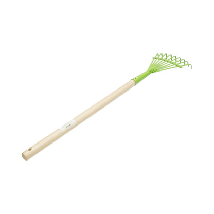 Breckner Germany fém levelseprű 9 fogú, fa nyéllel 510mm, teljes hossz 700mm