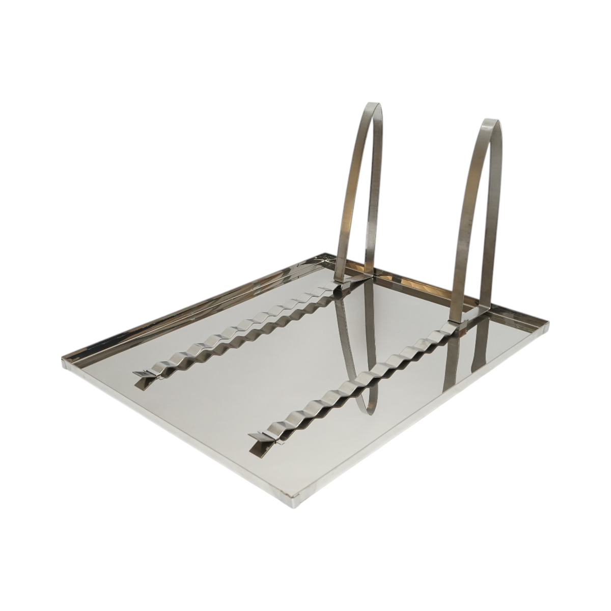 Fedelező tálca állvánnyal , rozsdamentes acél 520x415x110mm