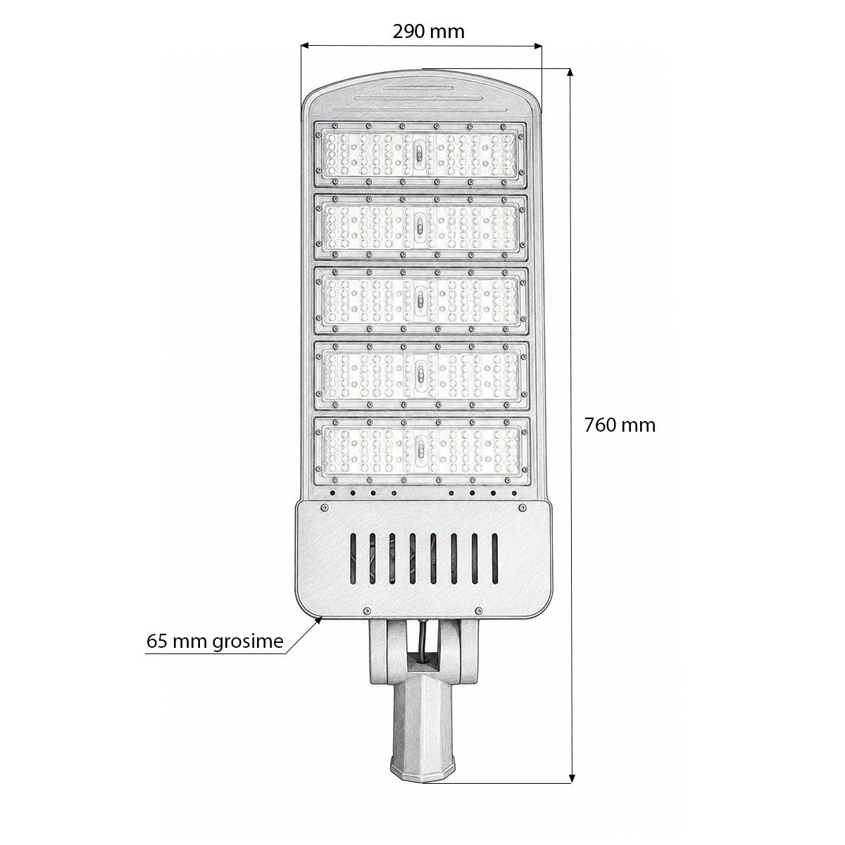 Breckner Germany LED közúti világítólámpa 250W, 100-265V, 6500K, 40000lm oszlopra szerelhető 760x290x65mm IP66
