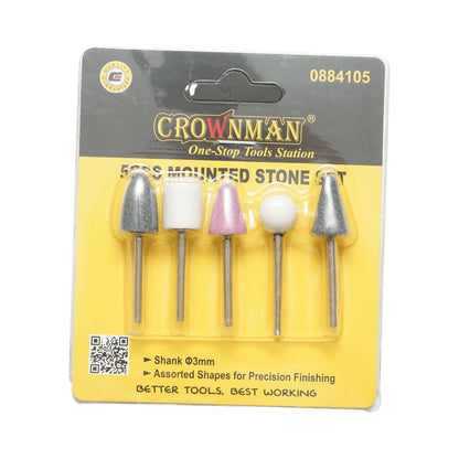 5 darabos csiszolókő készlet 3 mm-es rúddal Crownman