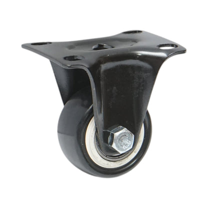 Rögzített kerék 42x21mm fék nélkül, fekete PVC, acél lemez 60x43mm 30kg