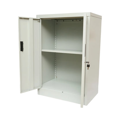 Fém fiset szekrény 600x400x900mm, 2 rögzített ajtóval, 1 polccal, szürke Breckner Germany