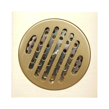 Négyzet alakú padlószifonrács, szatén arany, rozsdamentes acél 100x100mm