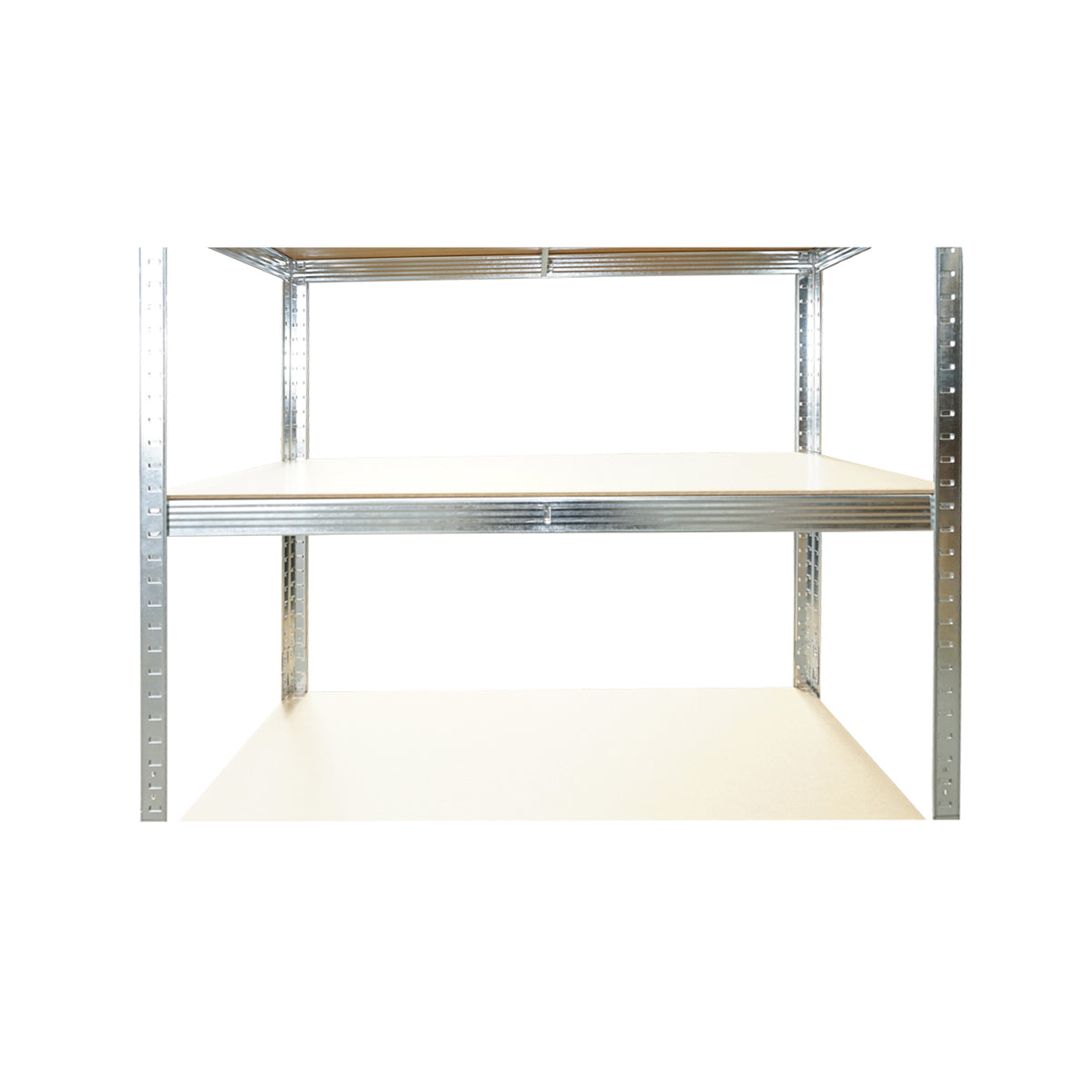 Salgó polc, fém polc, 5 MDF polccal, 180x100x45cm, 250kg/polc, csavarmentes szerelés, horganyzott, horganyzott.
