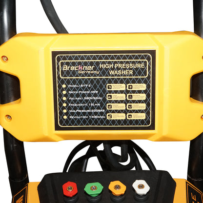 Magasnyomású mosó 4KW/380V, 220 bar, 15 L/min áramlás tömlővel és szórópisztollyal Breckner Germany