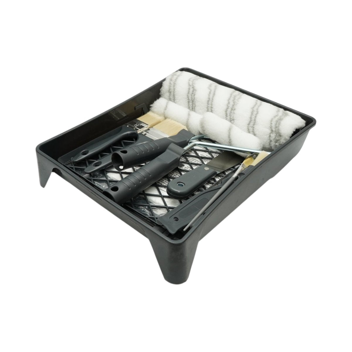 Festés és meszelés szett poliészter trafaretekkel 10cm, 25cm, 4 ecset, spatula, keverő, festéktálca, rács, védőfólia, vágó 15 részes Breckner Germany