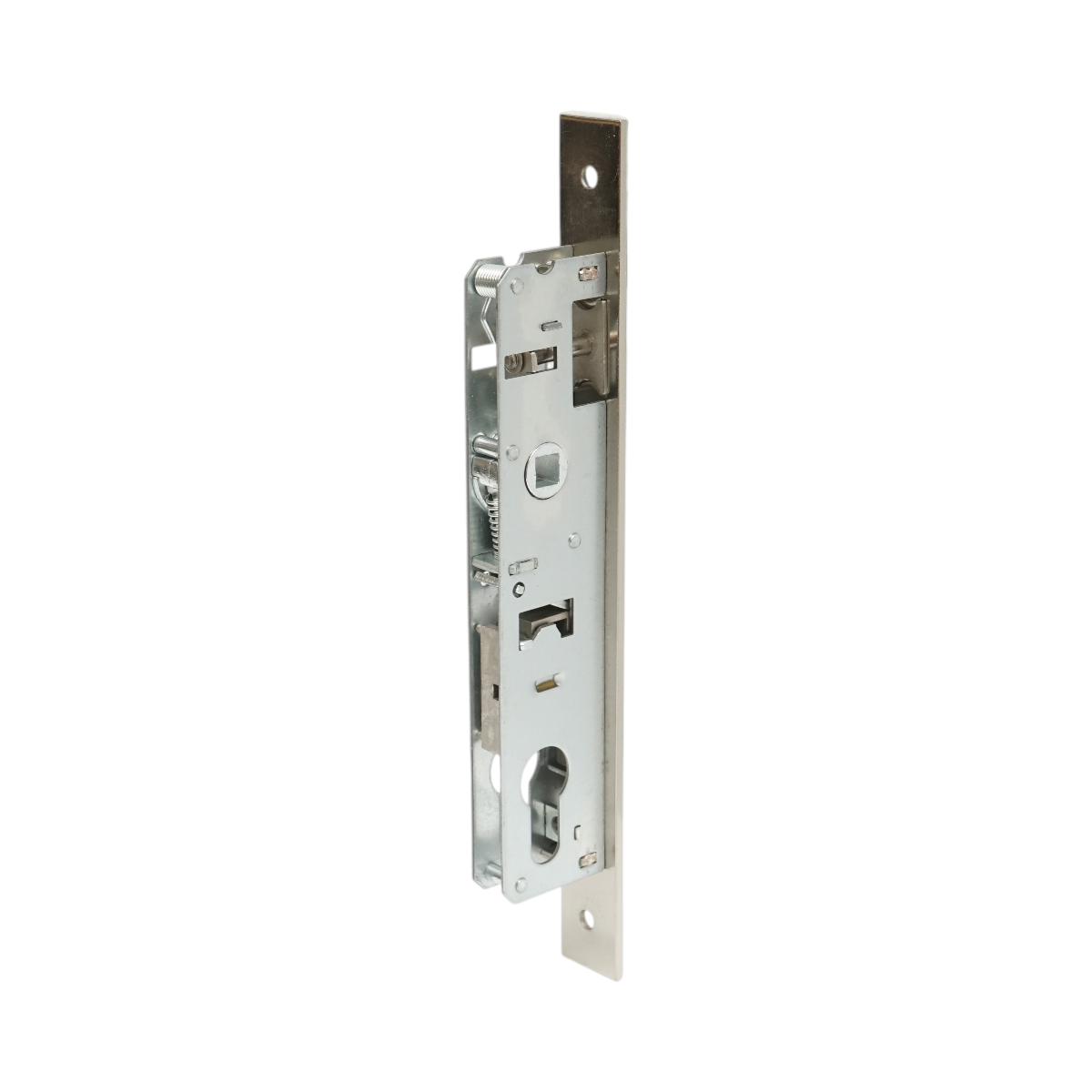 Beépített ajtózár nyelvvel 38x174mm, előlap 23x240mm, szatén nikkel, csavarok mellékelve