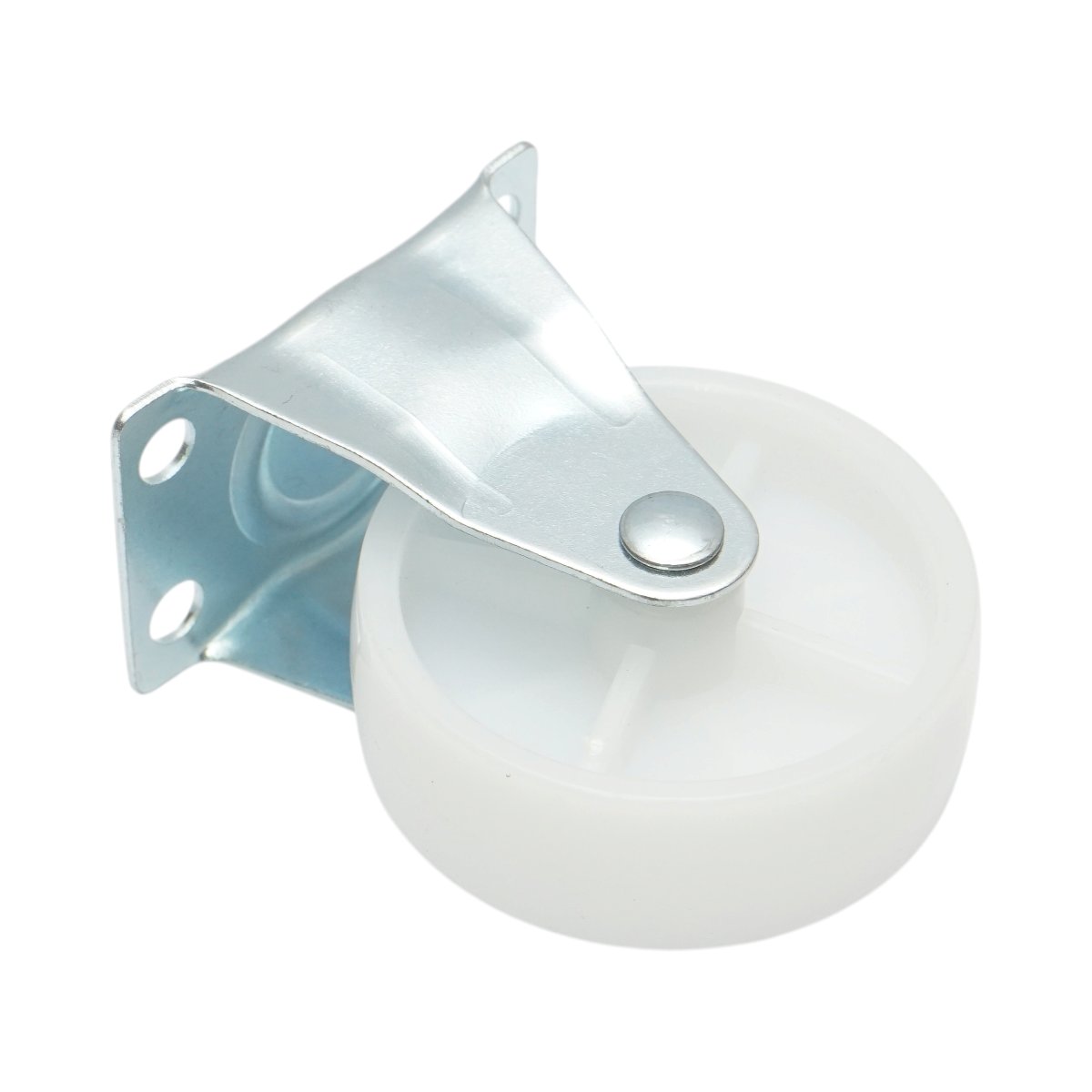 Rögzített kerék 73x25mm fék nélkül, fehér polipropilén, acél lemez 70x44mm 45kg