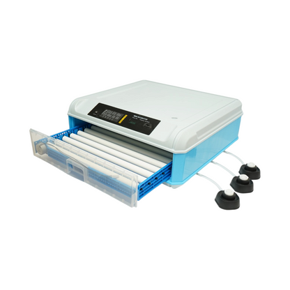 Automata tojásinkubátor, keltető gép 100 tojáshoz 80W, 12V-220V, automata forgatás, LED ovoszkóp, hőmérséklet-szabályozás, páratartalom-szabályozás, digitális kijelző, riasztás