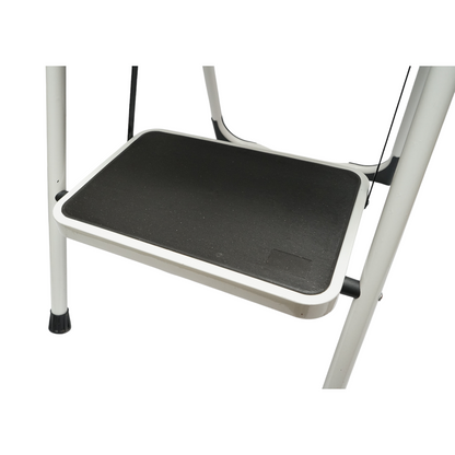 Összecsukható fém létra, 3 lépcsőfok, csúszásmentes gumi, magasság 127cm, maximális terhelés 150Kg Crownman