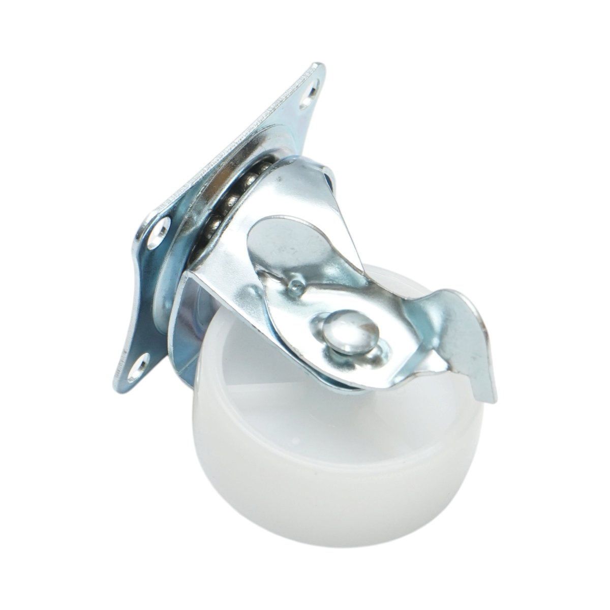 Forgó kerék 50x22mm fékezéssel, fehér polipropilén, acél lemez 58x47mm 30kg