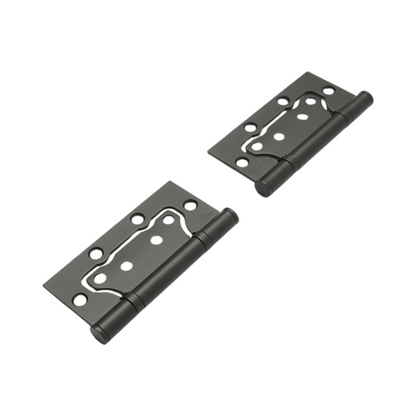 2 darabos bútor süllyesztett típusú pillangó zsanér 100x50mm, fekete acél, csavarokkal