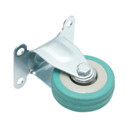 Rögzített kerék 50x16mm fék nélkül, kék tömör gumi, 65x50mm acél lemez 27kg