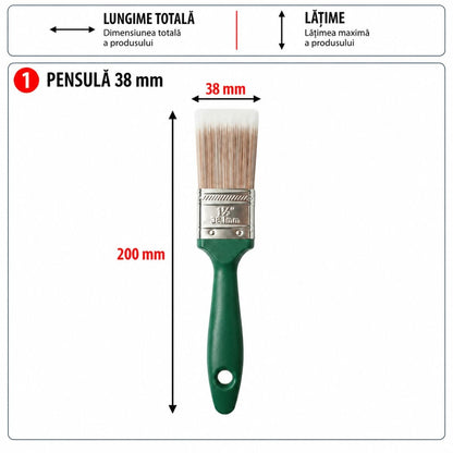 Lapos festőecset 38mm, PET szál, PP nyél Breckner Germany