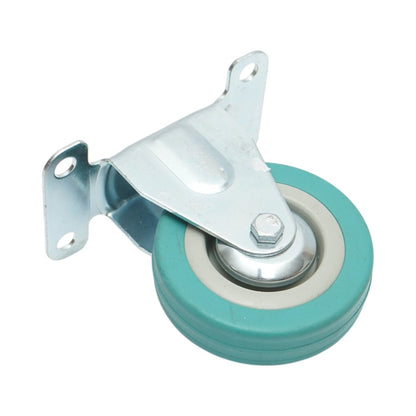 Rögzített kerék 75x21mm fék nélkül, kék tömör gumi, acél lemez 100x59mm 45kg
