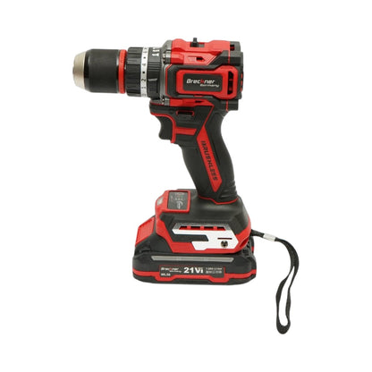Fúró- és csavarbehajtó gép ütőfunkcióval 500W, 2 akkumulátor 21V, 1.5Ah Li-ion, LED, brushless, 50Nm, 13mm tokmány, 0-500/1600rpm Breckner Germany