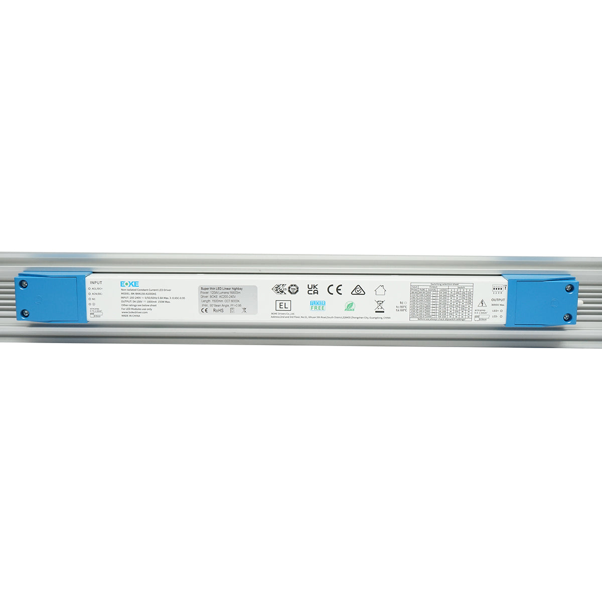 Ipari LED High-Bay 120W, 220V, 6000K, 16800lm, 1500mm IP44 Breckner Germany