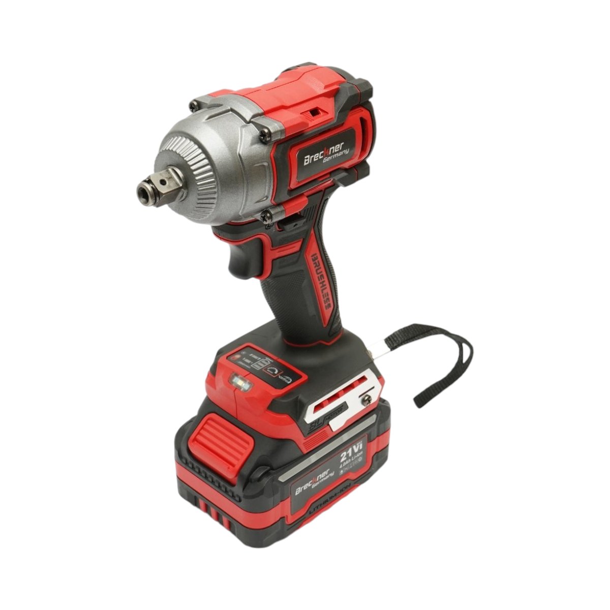 Ütvecsavarozó, légkulcs 1/2 inch 500W, 2 akkumulátor 21V, 4Ah Li-ion, LED, Brushless, 450Nm, 0-1800/2400rpm Breckner Germany