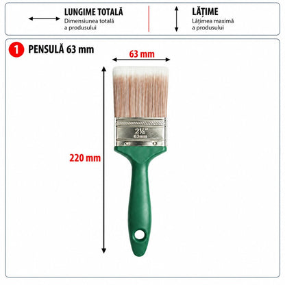 Lapos festőecset 63mm, PET szál, PP nyél Breckner Germany