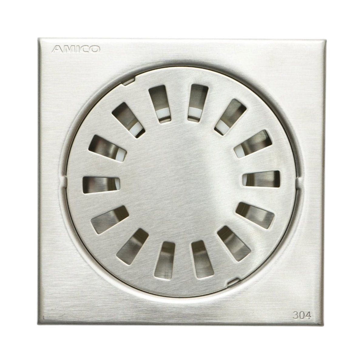 Négyzet alakú padlószifonrács, ezüst szatén, rozsdamentes acél 100x100mm
