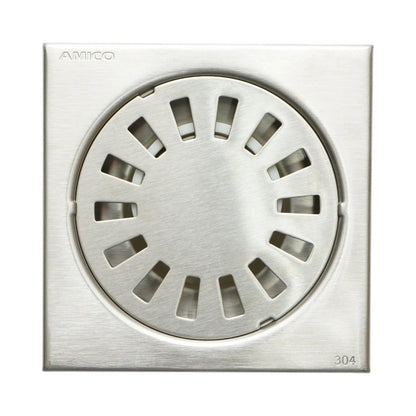 Négyzet alakú padlószifonrács, ezüst szatén, rozsdamentes acél 100x100mm