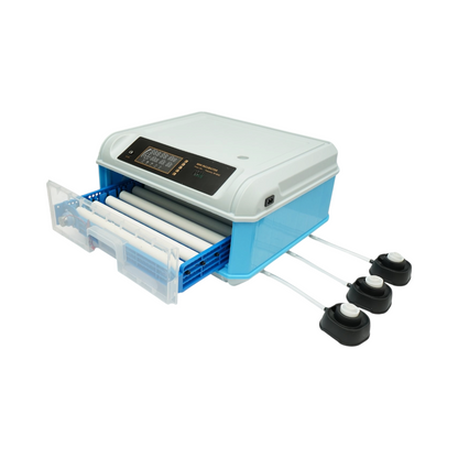 Automata tojásinkubátor, keltető gép 36 tojáshoz 35W, 12V-220V, automata forgatás, LED ovoszkóp, hőmérséklet-szabályozás, páratartalom-szabályozás, digitális kijelző, riasztás