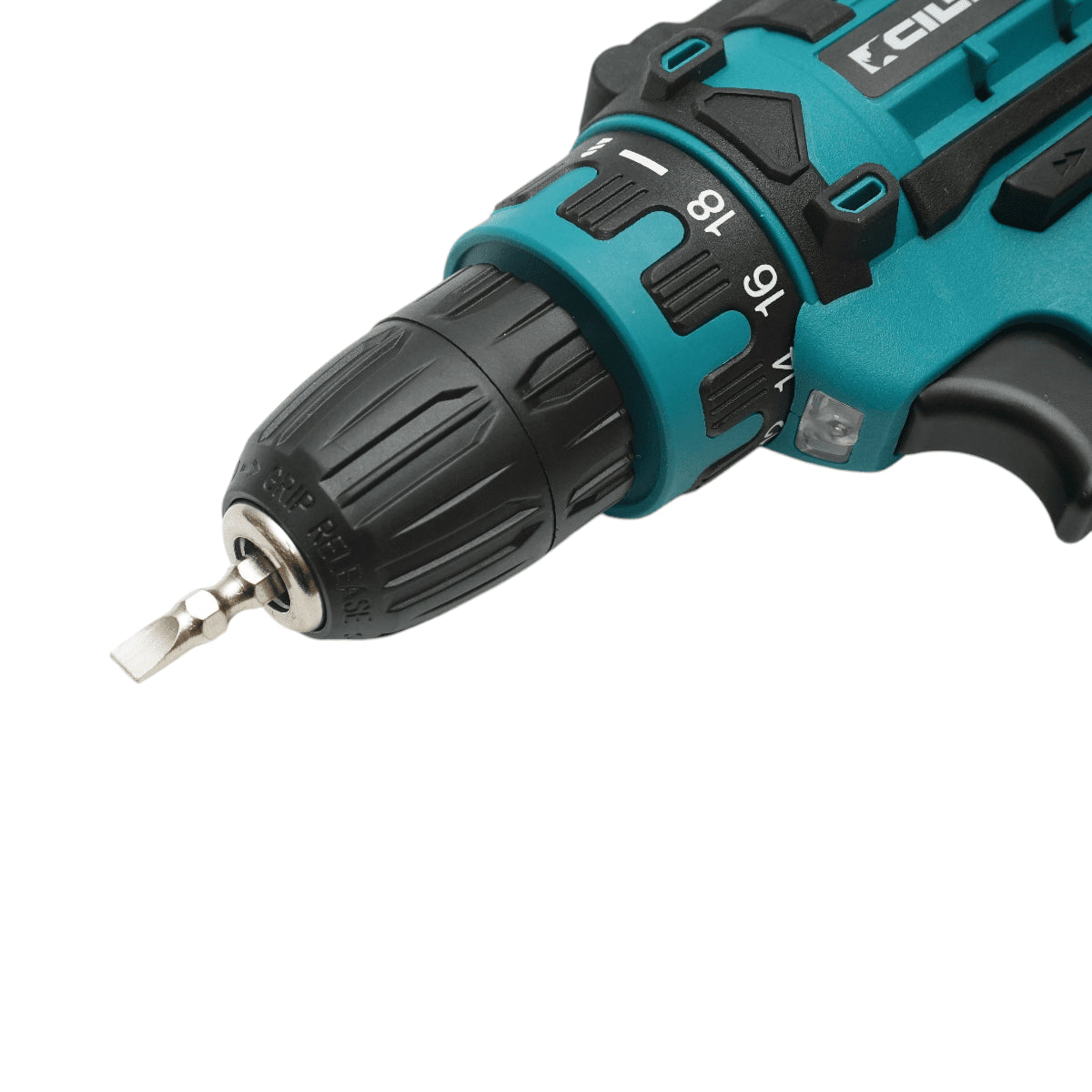 Fúró és csavarhúzó 2 lítium akkumulátorral 12V/1.5Ah, nyomaték 17-19Nm, tokmány 10mm, fordulatszám 0-1350rpm