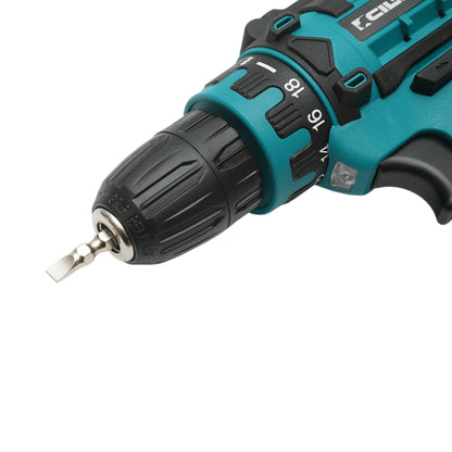 Fúró és csavarhúzó 2 lítium akkumulátorral 12V/1.5Ah, nyomaték 17-19Nm, tokmány 10mm, fordulatszám 0-1350rpm