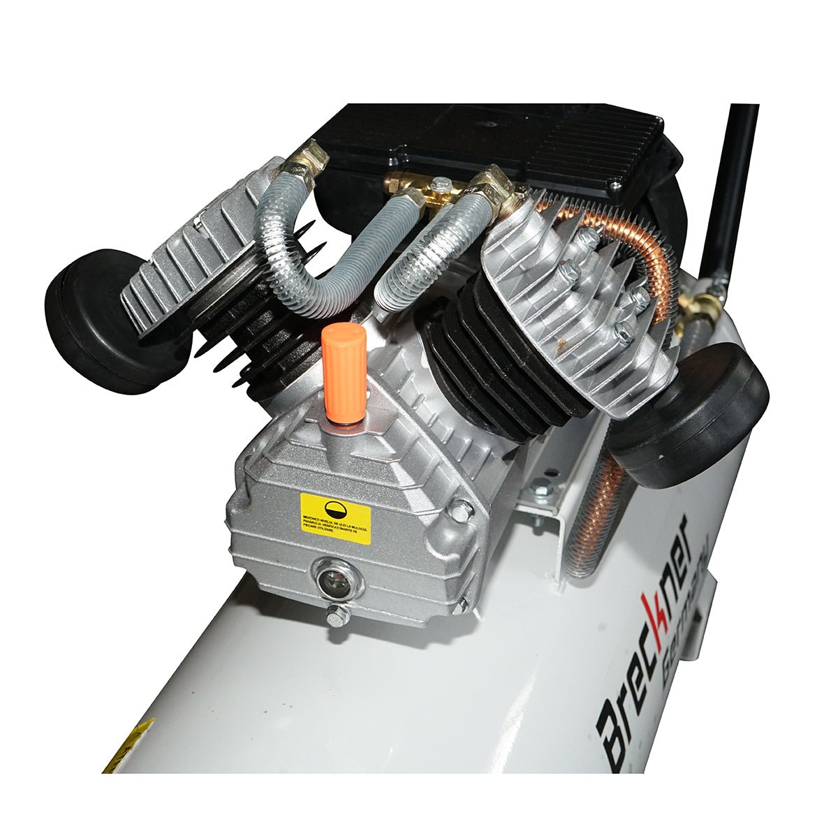 100 literes légkompresszor, 2,2 kW/3 LE V-twin motor, maximális nyomás 8 bar, légbeömlési térfogat 425 l/perc Breckner Germany