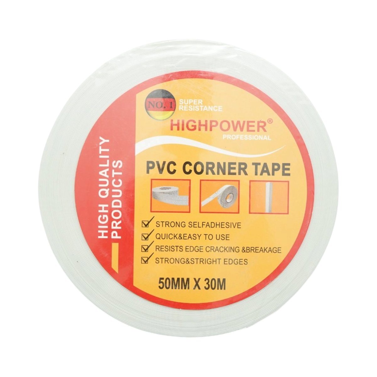 Sarokvédő szalag gipszkartónhoz 50mm x 30m PVC perforált öntapadós HighPower