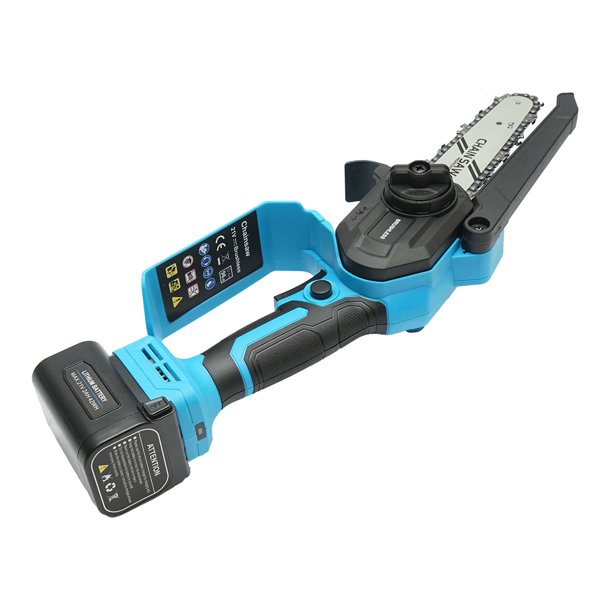 Mini elektromos fűrész 500W Li-ion 21V akkumulátorral, vágási átmérő 180mm