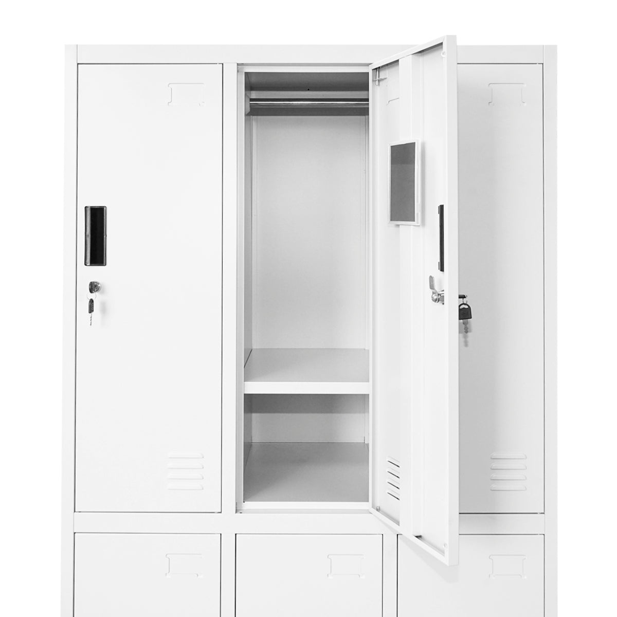 Fém szekrény, öltöző szekrény, 1800x900x450mm 3x2, 6 ajtóval, szürke Breckner Germany