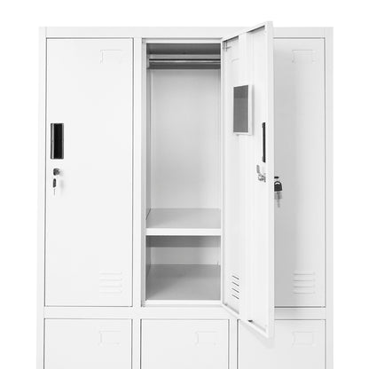 Fém szekrény, öltöző szekrény, 1800x900x450mm 3x2, 6 ajtóval, szürke Breckner Germany