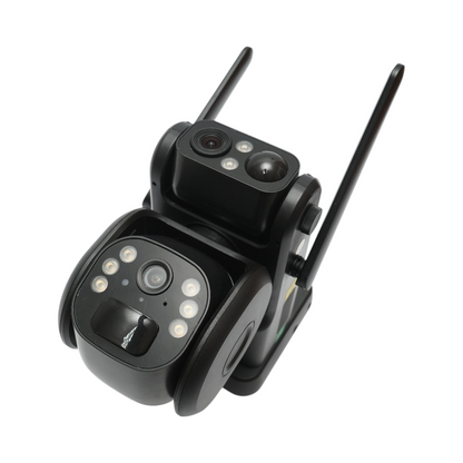 6MP kétlencsés megfigyelő kamera, 4G, WIFI 2,4 GHz, napelemmel, 9000 mAh akkumulátorral, PTZ vezérléssel, mozgásérzékelővel, emberi PIR érzékelővel, éjjellátó és Ubox alkalmazással.