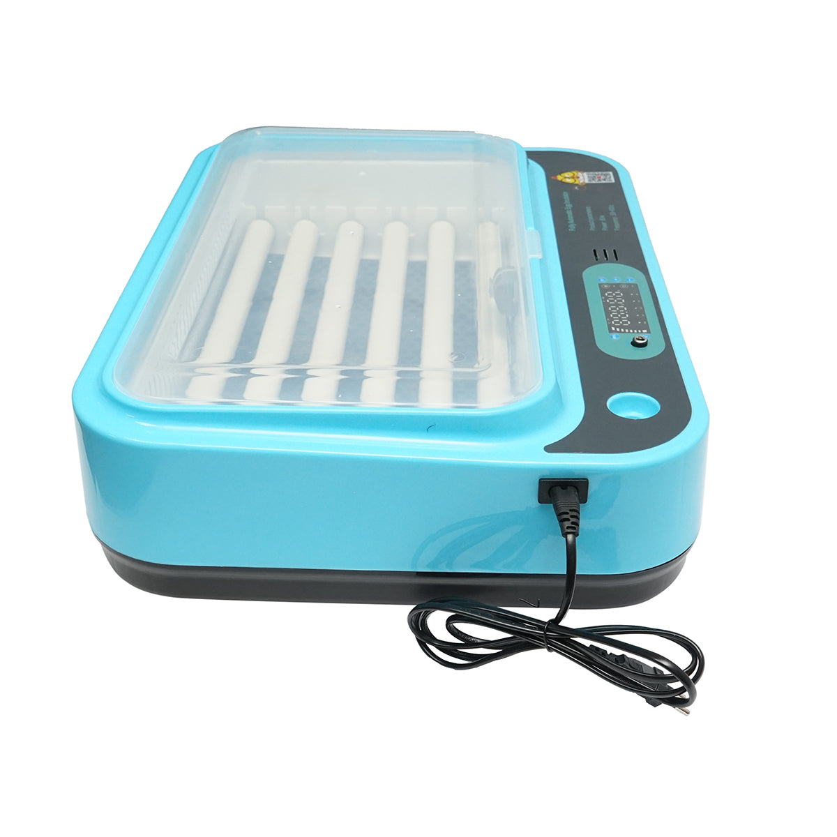 Automata inkubátor 36 tojás 80W, 12V-220V, automatikus forgatás, hőmérséklet, páratartalom szabályozás, digitális kijelző