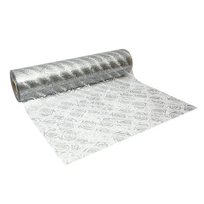 Asztalvédő fólia átlátszó PVC szilikonozott 100cm, vastagság 0.8mm, Trandafiri minta 20m/tekercs Breckner Germany
