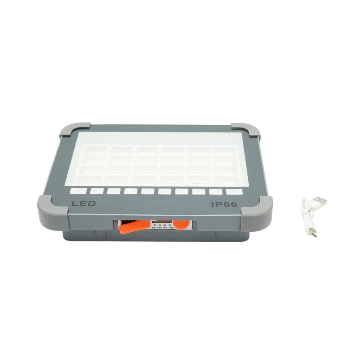 Hordozható LED projektor 100W napelemes panellel 3W, 3600mAh akkumulátor, 6 világítási mód, mágnes, horog, USB Power Bank 210x170x55mm Breckner Germany