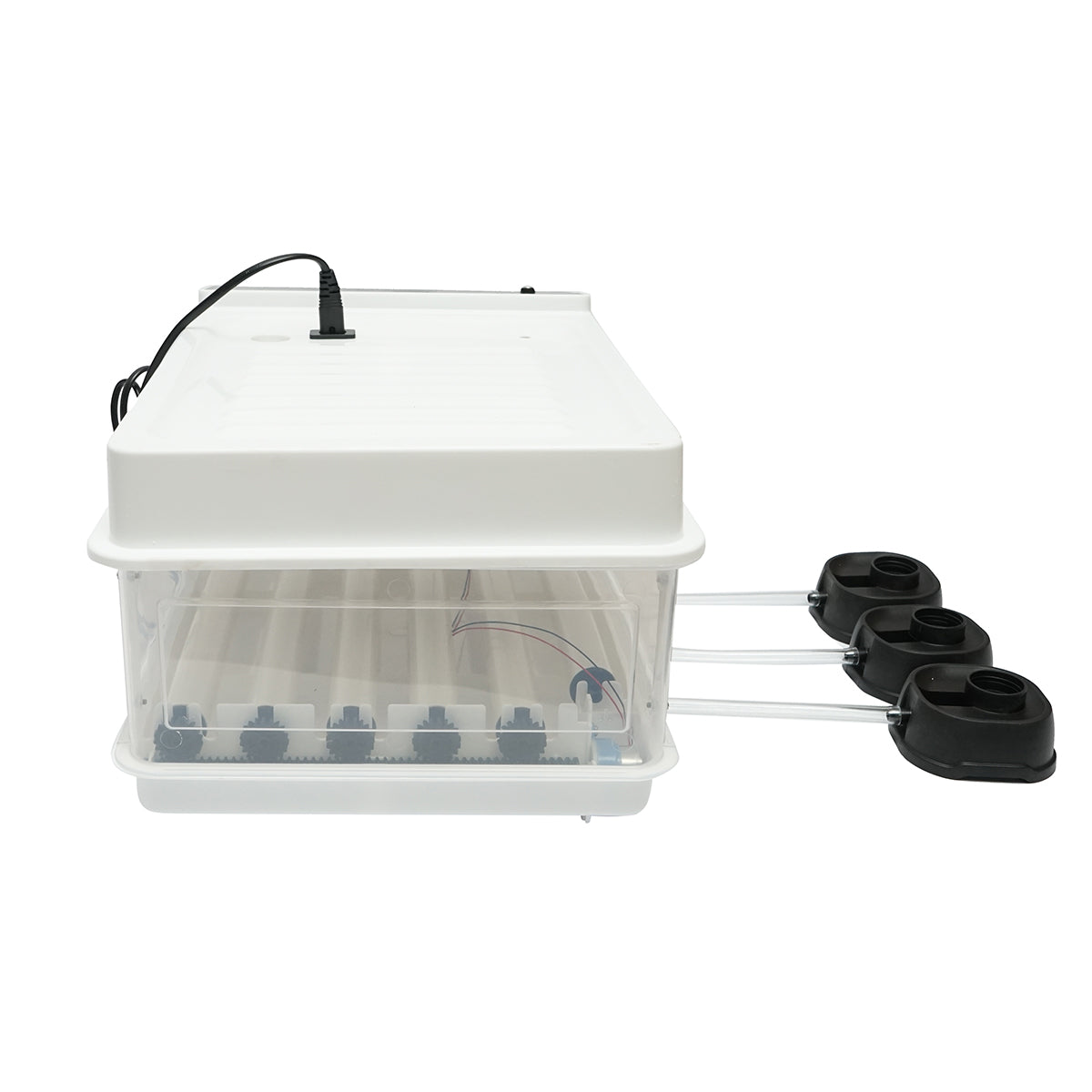 Automata inkubátor 30 tojás 50W, 12V-220V, automatikus forgatással, hőmérséklet-szabályozással, páratartalom szabályozással, digitális kijelzővel.
