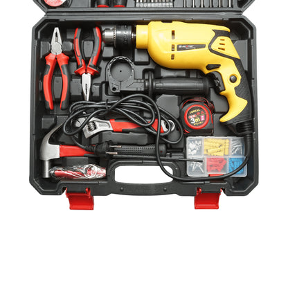 Ütvefúró, Kalapácsfúró készlet 600W, 220V, 13mm tokmány, 3300rpm szerszámokkal és szerszámokkal 66 db Breckner Germany fúrókészlet