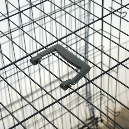 Összecsukható fém állathordozó 2 ajtóval, kivehető tálcával és fogantyúval 107x71x77.5cm