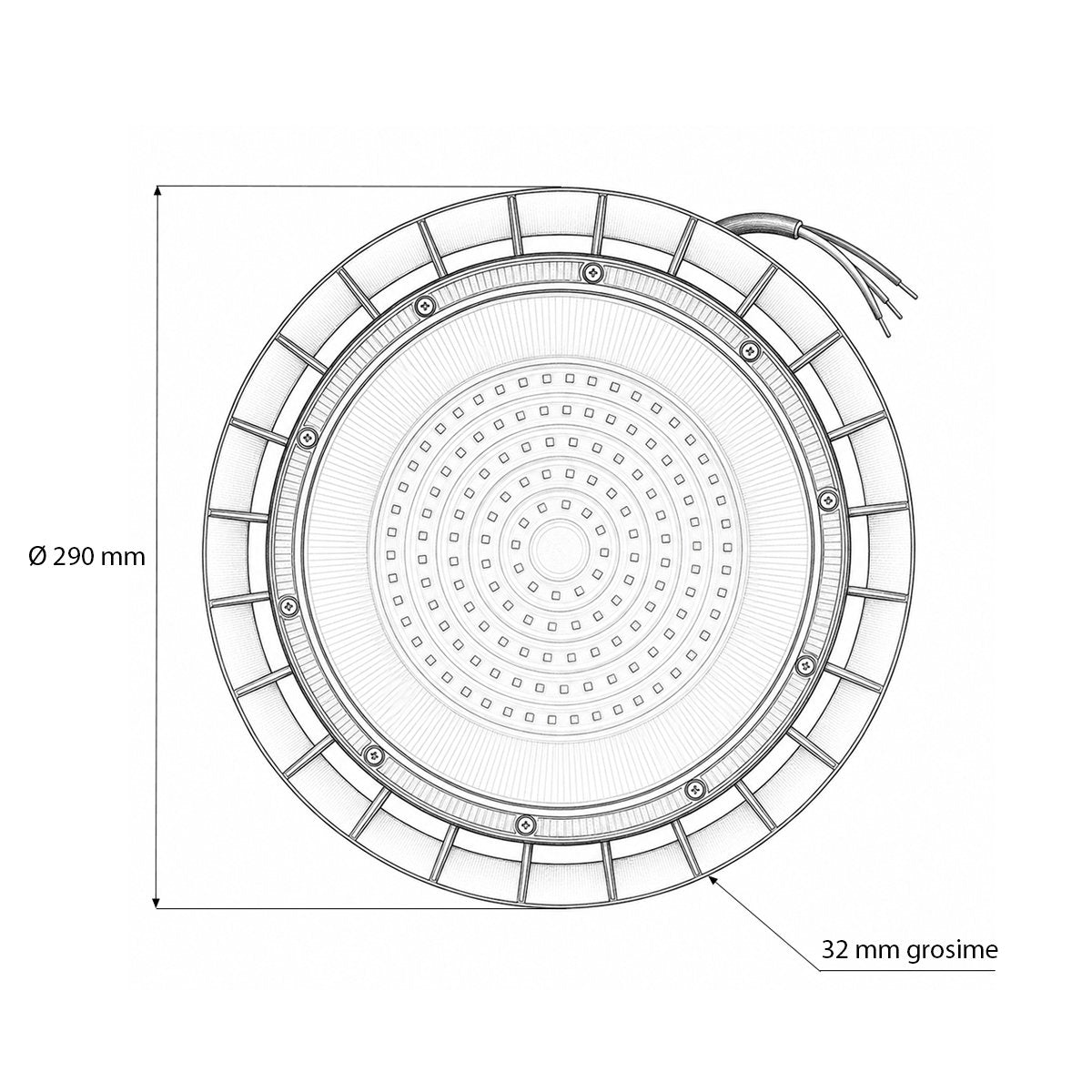 Ipari LED UFO High-Bay lámpa 100W, 100-265V, 6500K, 12000lm csarnokokhoz, raktárakhoz 290x32mm IP65 Breckner Germany