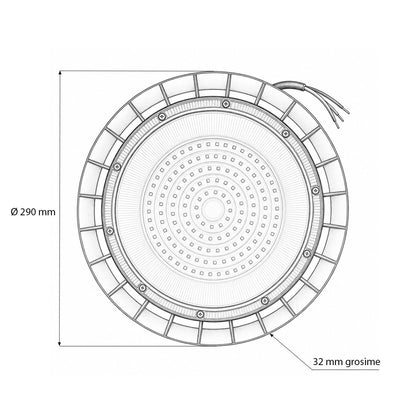 Ipari LED UFO High-Bay lámpa 100W, 100-265V, 6500K, 12000lm csarnokokhoz, raktárakhoz 290x32mm IP65 Breckner Germany
