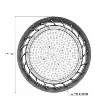 Ipari LED UFO High-Bay lámpa 200W, 100-265V, 6500K, 40000lm csarnokokhoz, raktárakhoz 375x50mm IP65 Breckner Germany