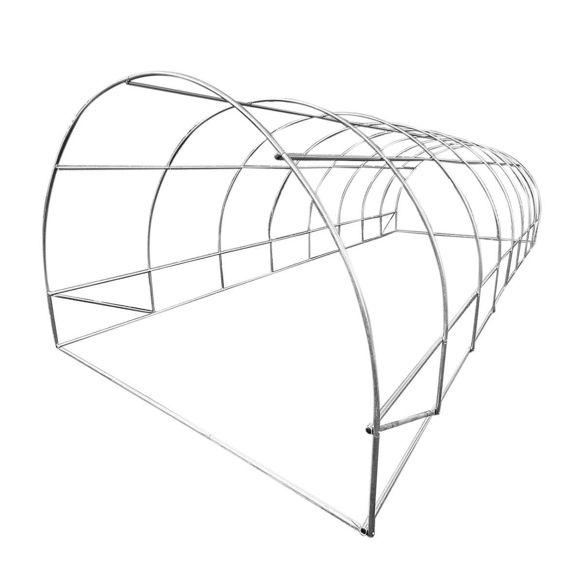 Kerti fóliasátor 800x300x200cm öntözőrendszerrel, zöld PE fólia 140g/mp UV hálóval, 16 ablak, 2 ajtó, 25mm horganyzott acélcső.